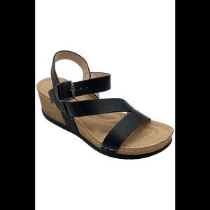 Jeossy Women's Platform Wedge Sandals Black - Medium